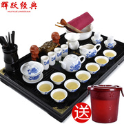 辉跃骨瓷茶具套装茶盘整套茶具功夫陶瓷，茶具套组实木茶盘特