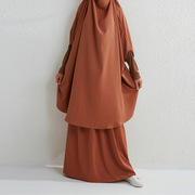 东南亚时尚大码两件套装，中东阿拉伯长袍，纯色长袖套装裙dressset