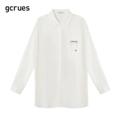gcrues白色衬衫女时尚洋气长款衬衣2024年春装上衣女韩版宽松