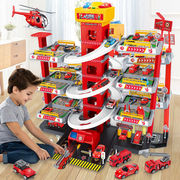 儿童拼装电动轨道停车场三 五 七九层升降组装滑道停车场玩具