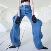 2024春季小众设计波浪，分形结构式牛仔裤女装，高腰显瘦直筒裤子长裤
