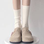 短裙堆堆袜保暖白色堆堆袜子女针织长袜日系米色粗线复古长筒jk棉