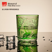 mfa波士顿美术博物馆穆夏水晶玻璃，杯子水杯轻奢雕刻生日创意礼物*