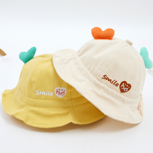 春夏季婴儿帽子，遮阳防晒春秋薄款可调节男女孩宝宝渔夫帽0-1岁软