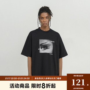 BLACK OF EXIT高街暗黑抽象印花宽松短袖T恤男女国潮小众设计Tee