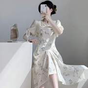 2024年国风新中式汉元素改良年轻款旗袍少女假两件套短袖连衣裙