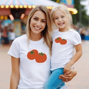 水果柿子趣味亲子装，一家三口夏装t恤衫婴儿幼儿园亲子全家装