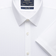 HANY汉尼男士夏季短袖寸衫纯白DP免烫休闲衬衫修身商务正装衬衣