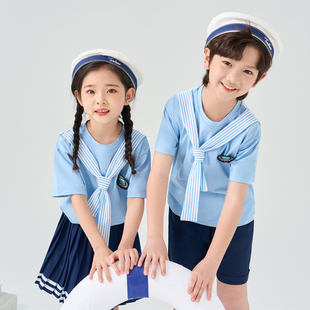 幼儿园夏季园服六一毕业照，海军水手服男女童，演出服小学生班服夏装