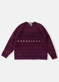 sssselect.6397马海毛混纺，宽松套头条纹针织毛衣