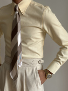 修身领白色衬衫男春夏商务正装纯色长袖士衬衣职业商务扣意微弹式