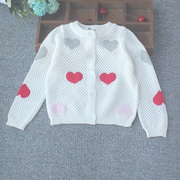 女童针织开衫夏季薄款纯棉线，镂空宝宝空调外套婴幼儿，宝宝毛线外(毛线外)搭