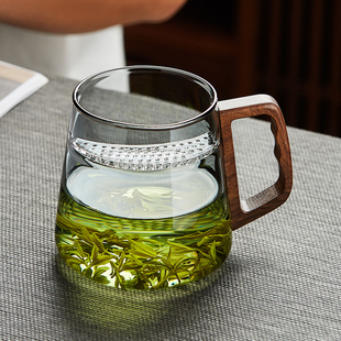 月牙玻璃杯耐高温茶水分离办公室喝水绿茶杯家用花茶过滤泡茶杯子