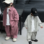 男童春款衣服韩版童装2024年春季儿童，套装假两件套装