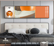 晶瓷工艺画铝合金边框水晶烤瓷挂画抽象现代简约横版卧室床头壁画