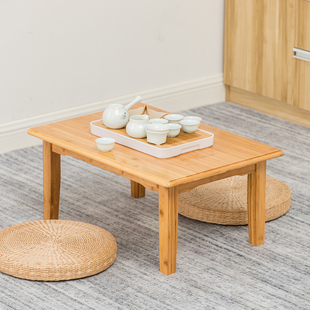 楠竹炕桌折叠桌实木榻榻米桌子飘窗正方形小方桌茶几床上矮桌餐桌