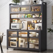 厨房置物架带门免螺丝安装家用餐边柜微波炉烤箱咖啡机收纳储物柜