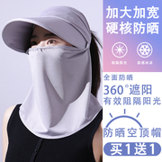 防晒空顶帽子女款冰丝，面罩全脸开车防护面纱护颈脖子，口罩遮阳脸罩