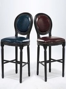 美式实木吧椅靠背创意吧台椅酒吧椅家用欧式高脚椅简约复古吧椅
