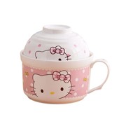 hellokitty陶瓷，卡通泡面杯碗大容量便当盒，面杯盖碗