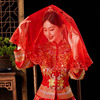 红色头纱新娘红盖头结婚纱复古风中式秀禾汉服半透明网纱蒙头喜帕