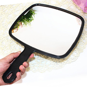 特大号高清化妆镜方形手柄镜圆形，便携手持镜美容院发廊镜子梳妆镜