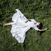 棉麻记雪纺白色连衣裙女夏季气质，2023蕾丝长裙，高级感仙女裙子