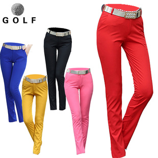 高尔夫球服装女裤子速干长裤，弹力直筒裤，运动休闲裤修身显瘦中腰