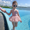 儿童泳衣2023韩版女童连体公主，裙中小童粉色纱裙可爱吊带泳装