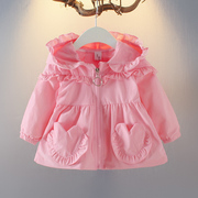 女童秋季带帽小外套，1-2-3岁0休闲洋气婴幼儿，衣服小宝宝秋天上衣潮