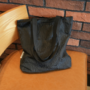 2023年帆布包女春秋大学生上课单肩包通勤大容量挎包手提袋子