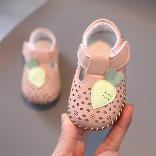 公主鞋女童鞋宝宝鞋婴儿鞋，学步鞋软底，鞋牛筋底小皮鞋镂空0-1-2岁