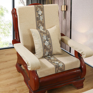 新中式红木沙发坐垫带靠背，老式实木椅垫子，可拆洗防滑沙发垫抱枕