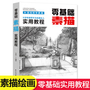 零基础素描实用教程 初自学者入门教程材书籍铅笔素描书入门教材 静物几何体石膏人像速写 美术绘画教材素描基础教程书hmyx