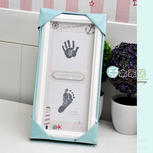 新生婴儿宝宝手足印生日满月纪念挂墙创意婴儿手脚印相框