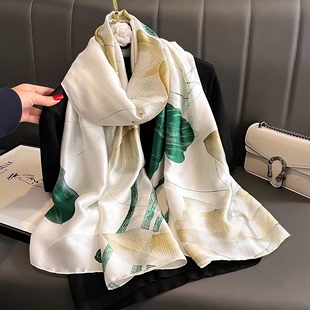 杭州丝绸真丝围巾外搭薄款出游防晒时尚节日，礼物长款女士丝巾披肩