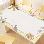 卡通猫咪餐桌垫防油防水防烫桌布隔热餐桌布皮革垫子茶几垫台布
