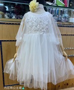 女童夏款连衣裙韩版蕾丝公主裙白色中大童洋气网纱裙610