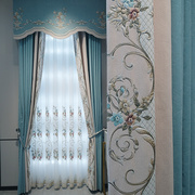 欧式窗帘客厅遮光帘，免打孔卧室遮阳纱帘，法式隔热窗纱定制门帘美式