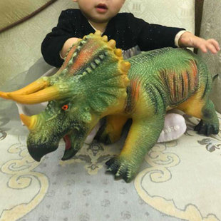 超大号三角龙恐龙(龙恐龙，)玩具仿真动物套装，软胶模型男孩儿童宝宝生日礼物
