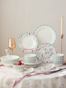 法式骨瓷轻奢结婚乔迁餐具礼盒，套装家用碗，盘子陶瓷饭碗餐盘礼物