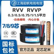 起帆电缆RVV RVVP7芯8芯0.5/0.75/1平方控制讯号线屏蔽线护套软线
