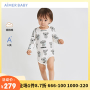 爱慕婴儿6月+宝宝，中性婴幼儿a类精梳棉长袖，无腿连体爬服连体衣