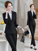 职业套装女长袖黑色西服，正装ol大码气质，酒店前台西服套装女工作服