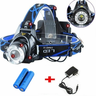 2023 Rechargeable Head Lamp Head light T6 LED Tactical