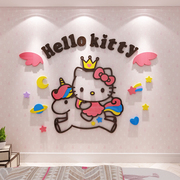 hellokitty猫背景墙贴纸女孩公主房间布置儿童墙面卧室床头装饰画