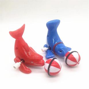 发条海狮顶球玩具发光海豚上链爬行旋转动物海狮，摆动滑稽地摊玩具