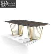 VF大理石餐桌长方形不锈钢餐桌 高端定制意式轻奢别墅大平层餐桌