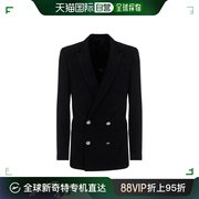 香港直邮balmain巴尔曼男士黑色双排，扣西装外套xh0si151vb54