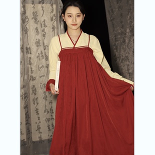 喵吉复古国风新中式小个子上衣，红色半身裙长款女装套装裙两件套春